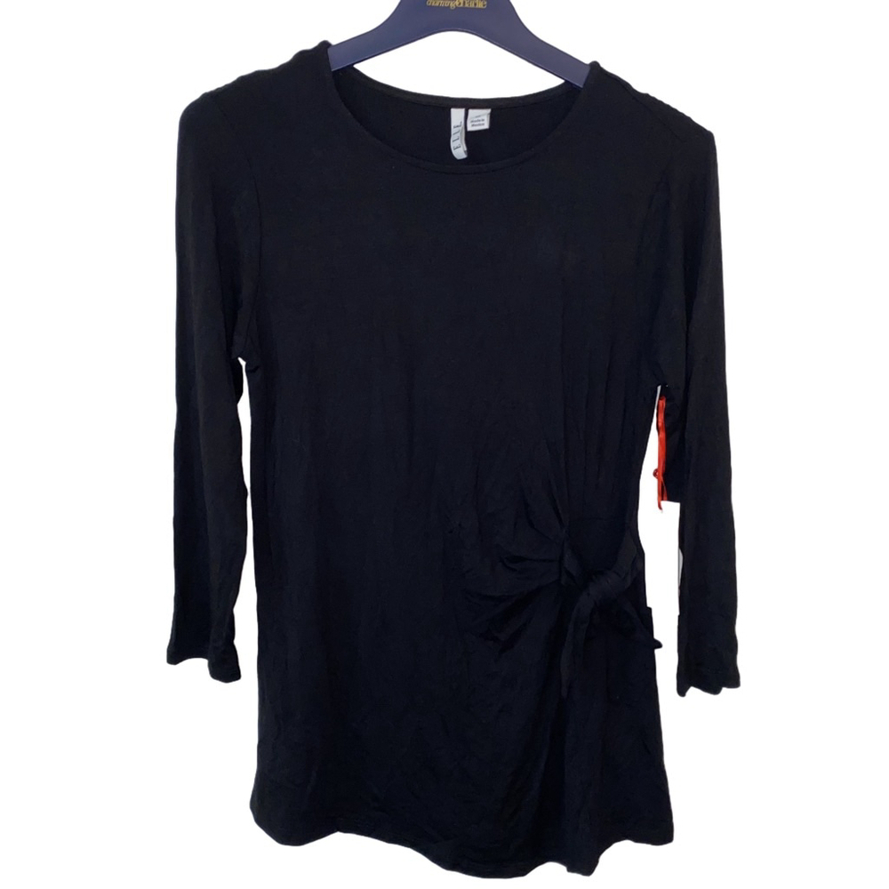 Women's ELLE Faux Wrap Top Size XS Black Long Sleeve NWT
